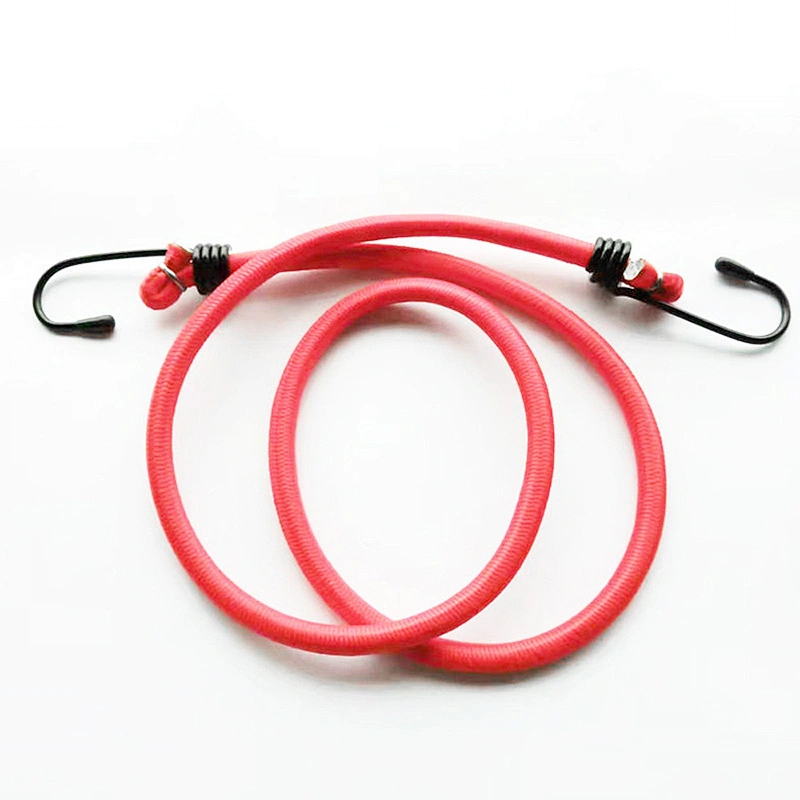 6 Inches Trampoline Jumping Tie Down PP Nylon Rubber Elastic Woven Braid Double Metal Hook Lanyard Strap Leash Bungee Cord