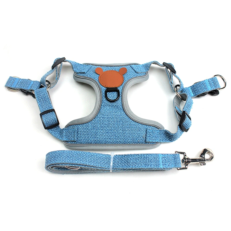 Durable Reflective Linen Pet Harness Suit for Small Medium Dogs Breathable Mesh Vest with Zinc Alloy Fasteners Adjustable