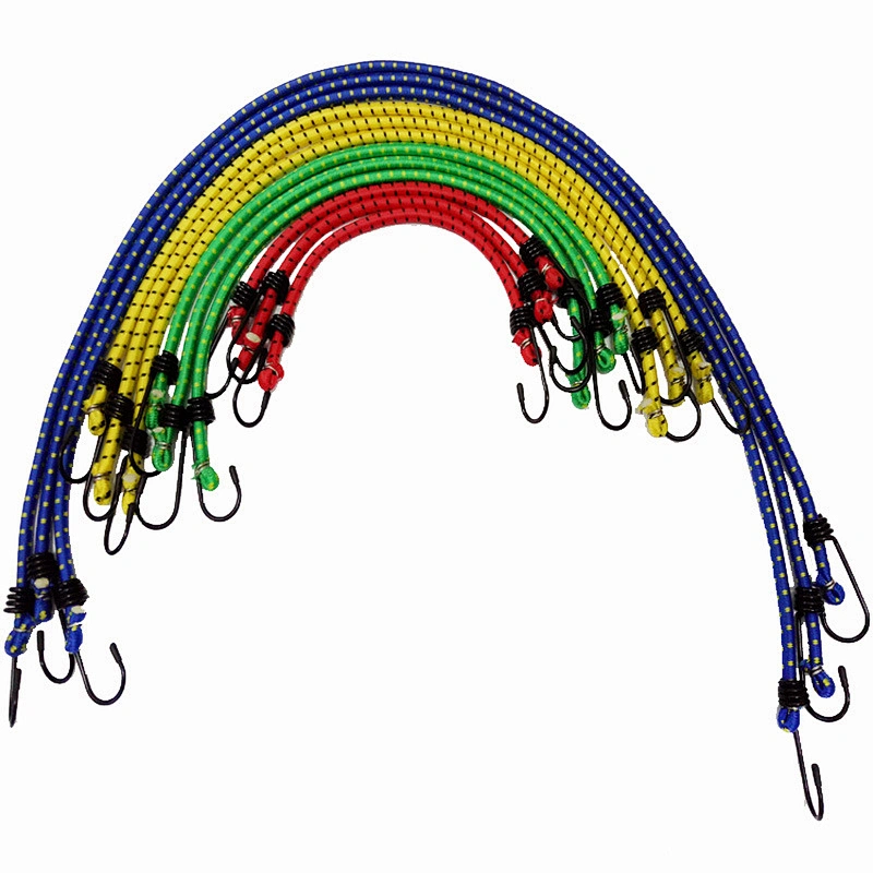 Bike Bicycle Outdoor Custom Rubber 8mm Latex Loop Heavy Duty Double Elastic Hooks Cords Rope Carabiner Hook Bungee Cord