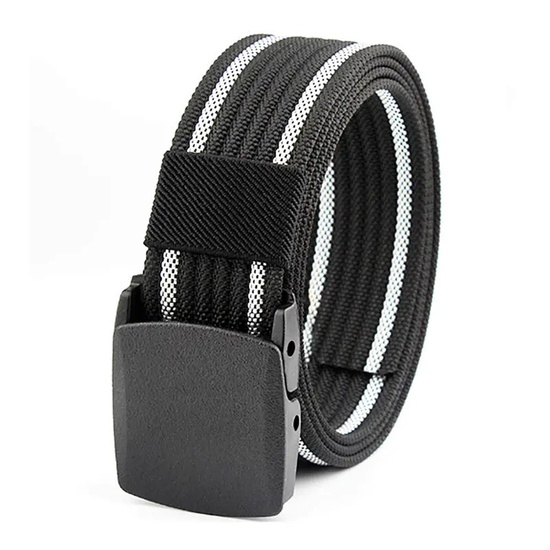 2024  Custom Green Men Women Detachable Automatic Metal Buckle Tactical Polyester Nylon Canvas Woven Fabric Belt