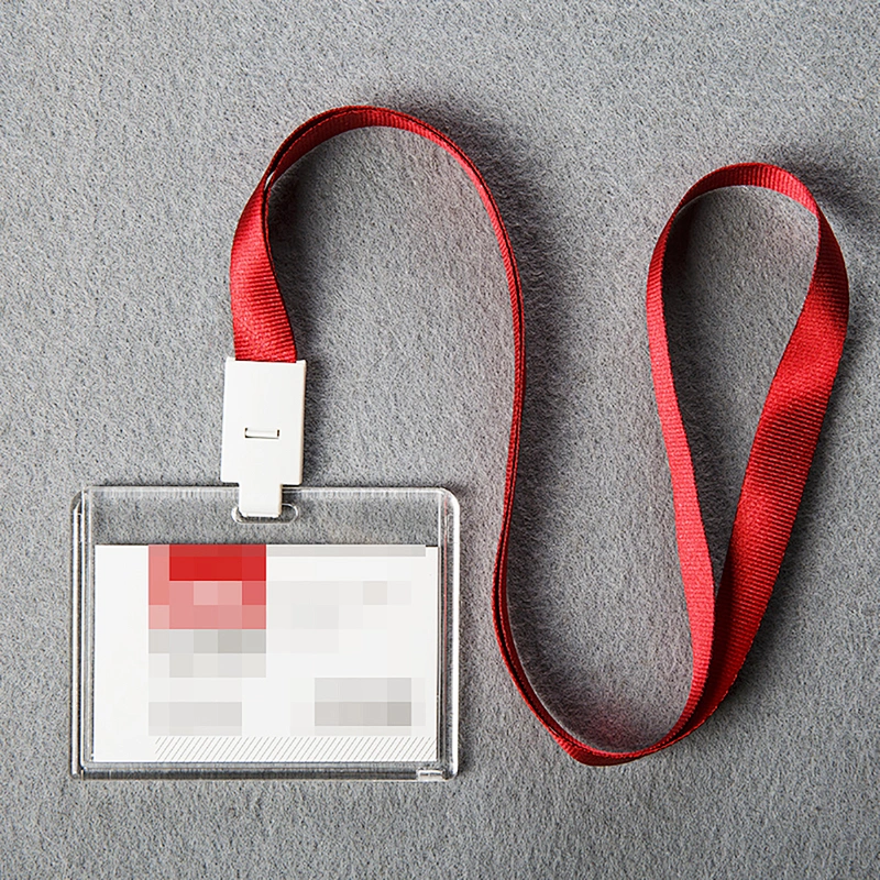 with and Custom Neck Woven A7 Teacher Coach Polyester Transparent Clear Work ID Credit Acrylic Plastic Card Holder Set Lanyard
