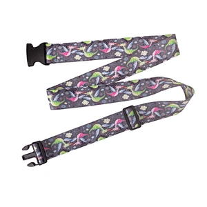 Heavy Duty Custom Sublimated Print Logo Travel Case Elastic Cross Rainbow with Metal TSA Lock Buckle Suitcase Belt Luggage Strap