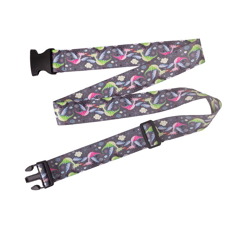 Heavy Duty Custom Sublimated Print Logo Travel Case Elastic Cross Rainbow with Metal TSA Lock Buckle Suitcase Belt Luggage Strap