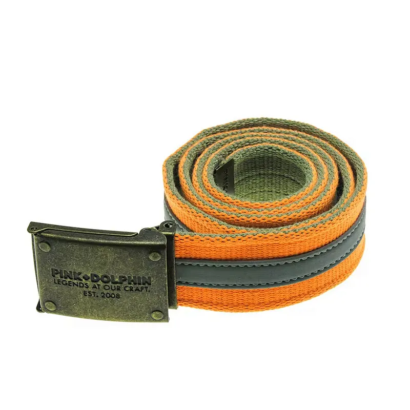 Luxury Square Metal Buckle Famous Brand Braided Custom Woven Factory Polyester Lady Women Men Nylon Canvas Fabric Belt