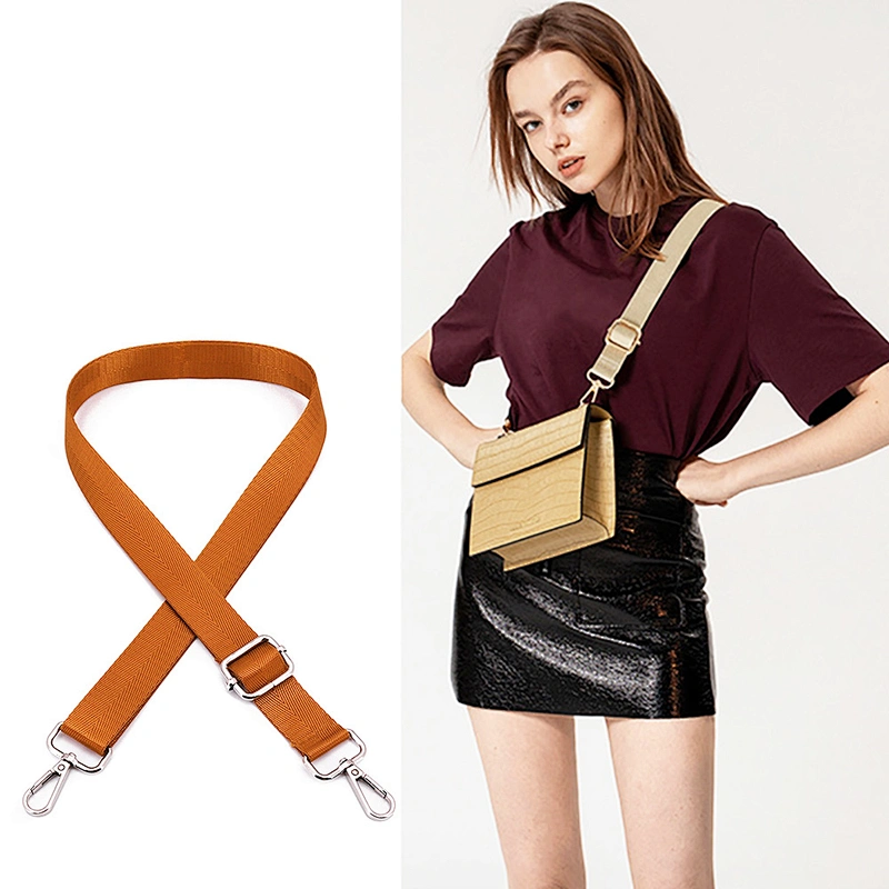 Custom Woven Webbing Wide Matte Women Lady Adjustable Nylon Single Neck Handbags Shoulder Crossbody Bag Handle Belt Strap