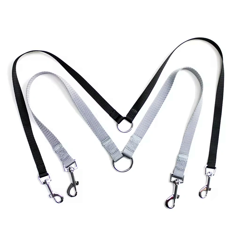 Luxury Custom Crossbody New Design Double Head Shoulder Weave Woven Hands Free Handsfree Nylon Braid Rope Lead Pet Dog Leash