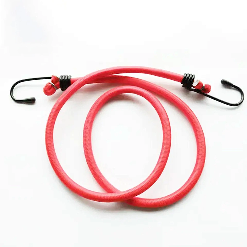 6 Inches Trampoline Jumping Tie Down PP Nylon Rubber Elastic Woven Braid Double Metal Hook Lanyard Strap Leash Bungee Cord