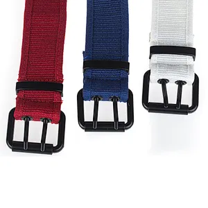 Custom Casual Jeans Women Men Middle Young Cloth Fabric Double Two Pin Needle Metal Buckle Canvas Nylon Belt
