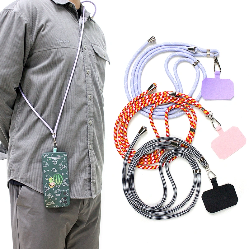 Custom Nylon Polyester Strap Neck Thick Detachable for Case Patch Long Crossbody Shoulder Woven Mobile Cell Phone Lanyard Rope