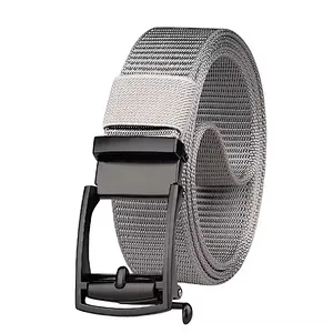 Wholesale New Casual Toothless Inner Automatic Buckle Adjustable Canvas Webbing Woven Braid Men Web Fabric Custom Nylon Belt