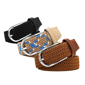 Adjustable Stretch Women Golf Lady Girl Braided Elastic Jeans Cotton Polyester Custom Wholesale Bulk Knitted Fabric Belt