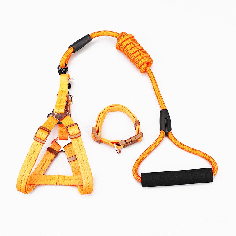 Heavy Duty Factory Luxury Custom Large Big New Polyester Nylon Three Piece Chest Strap Pet Collar Leash Set Dog Harness