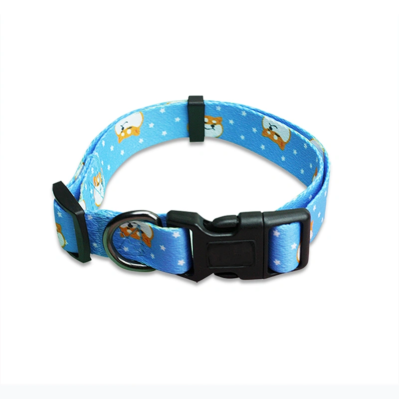 Custom Floral Nylon Printed Dog Collar with Sublimated Logo Personalized Luxury Design for Large Dogs