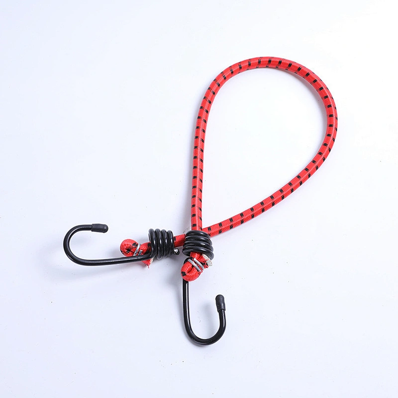 Bike Bicycle Outdoor Custom Rubber 8mm Latex Loop Heavy Duty Double Elastic Hooks Cords Rope Carabiner Hook Bungee Cord