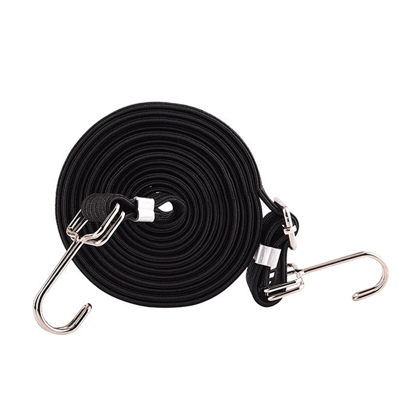 Mountain Bike Outdoor Elastic Motorcycle Express Long Hook Latex Luggage Pull Cargo Flat Carabiner Rope Bungee Cord Strap