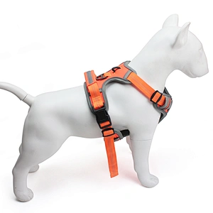 Breathable Reflective Dog Harness Adjustable Oxford Mesh Pet Vest with Strong Handle Explosion-Proof Safety Design for Comfort
