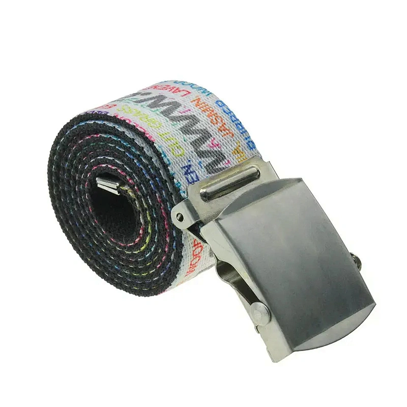 Wholesale Unisex Color Custom Logo Printed Woven Men Lady Girl Boy Nylon Cotton Knitted Web Fashion Weave Fabric Canvas Belt