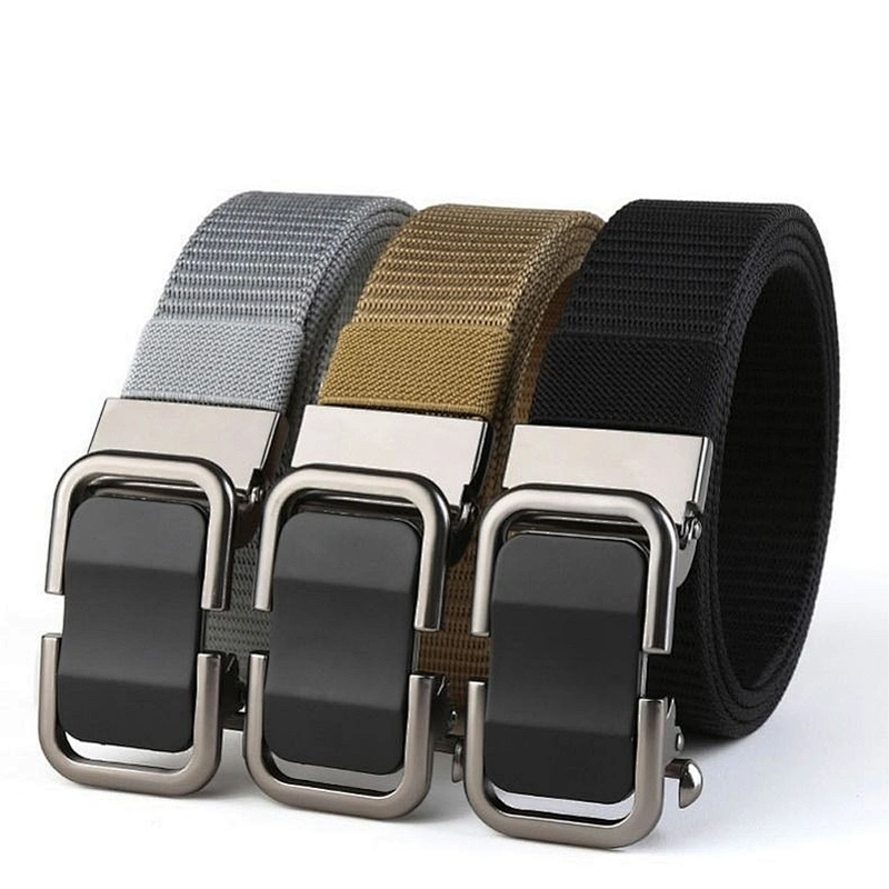 for Wholesale Custom Youth Men Automatic Buckle Casual Pants Braided Outdoor Fashion Web Woven Nylon Man Men Canvas Fabric Belt