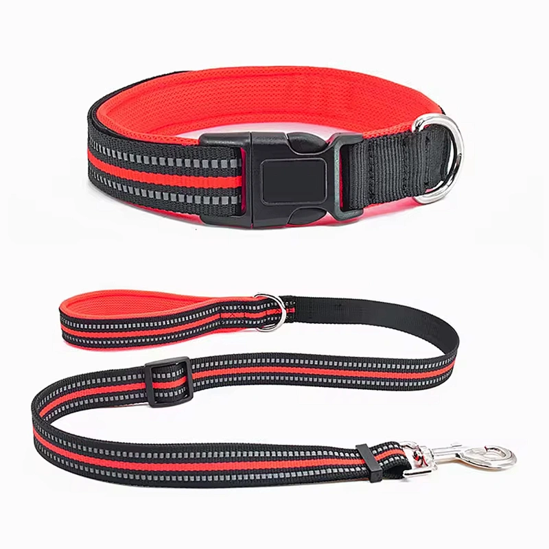 Custom Luxury Nylon Dog Collar Leash Set Reflective Puppy Training Adjustable Pet Collar Comfortable Breathable Design
