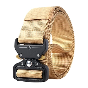 Custom Wholesale Outdoor Woven Metal Buckle Adjustable Webbing Men Nylon Canvas Fabric Tactical Belt