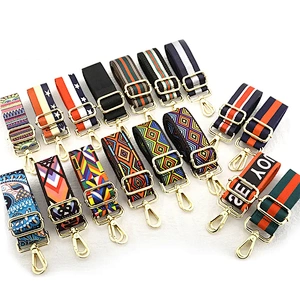 Custom Adjustable Polyester Shoulder Crossbody Nylon Wide Handbag Handle Single Web Woven Leopard Print Logo Belt Bag Strap