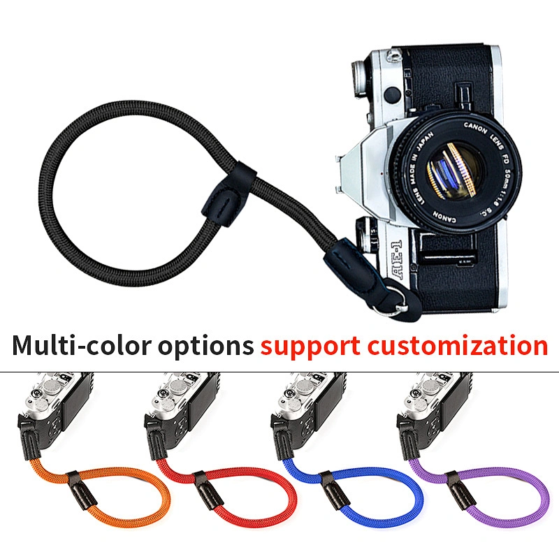 Custom Personalized Art Woven Braided Quick Release Adjustable Short Hand SLR Wrist Wristlet Round Nylon Camera Rope Strap
