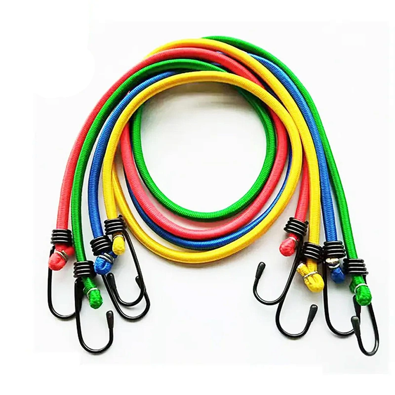 6 Inches Trampoline Jumping Tie Down PP Nylon Rubber Elastic Woven Braid Double Metal Hook Lanyard Strap Leash Bungee Cord