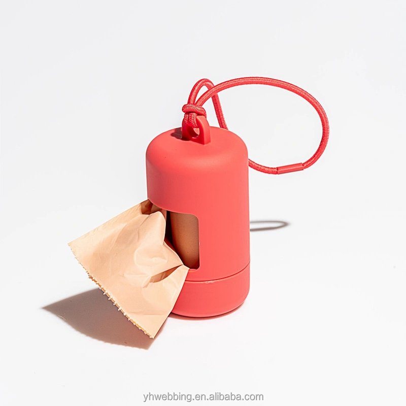 Soft Plastic Poop Bag Dispenser with Elastic Tape Complimentary Roll Compatible with Any Leash for Easy Cleanup