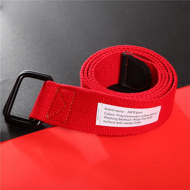 for Custom Young Adjustable Boy Lady Girl Men Women Man Woven Web Braided Decorative Square Double Ring Nylon Canvas Fabric Belt