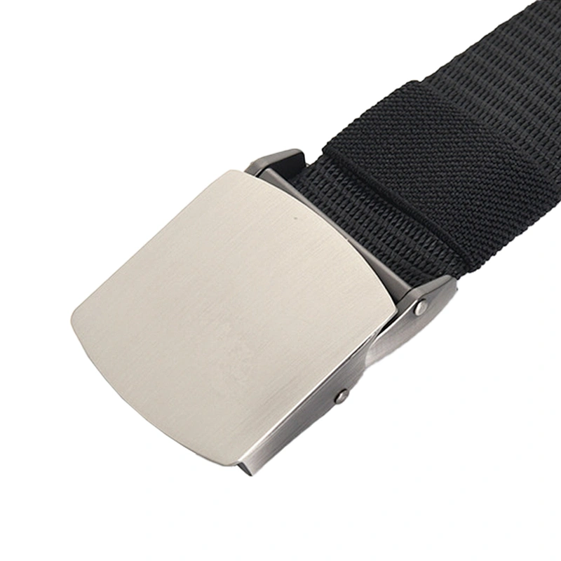 New Thickened Automatic Metal Buckle Casual Green Custom Logo Blank For Pants Webbing Braided Canvas Fabric Nylon Tactical Belt