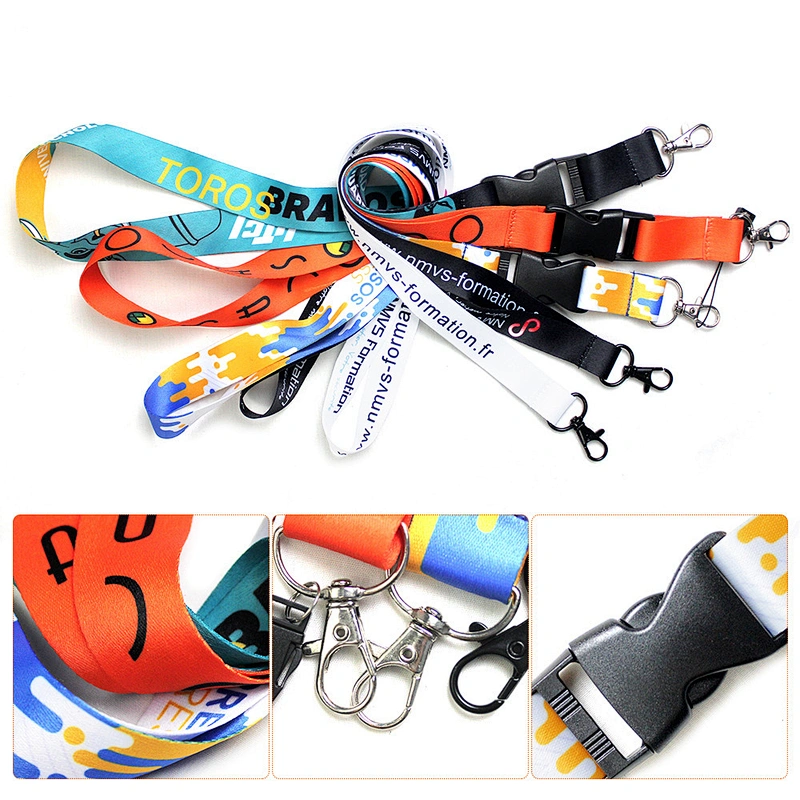 Promotional ID Card Holder Breakaway Teacher Personalized Woven Neck Custom Nylon Sublimation Printed Logo Polyester Lanyard