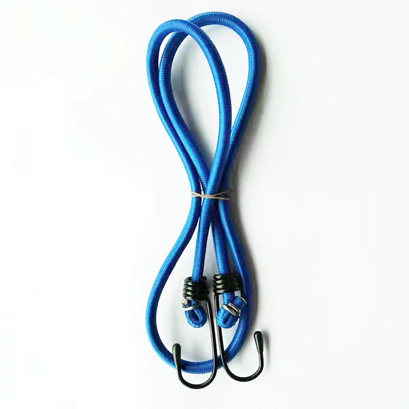 6 Inches Trampoline Jumping Tie Down PP Nylon Rubber Elastic Woven Braid Double Metal Hook Lanyard Strap Leash Bungee Cord