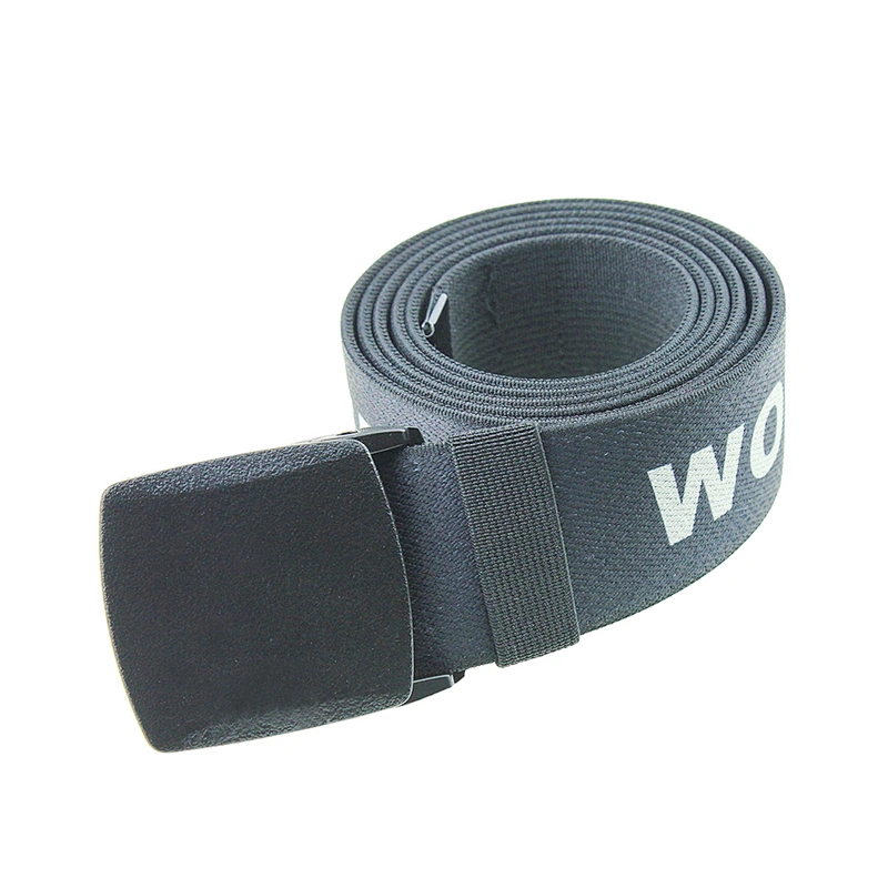 2023 Metal Flip Buckle Custom Jacquard Logo Outdoor Elastic Women Polyester Nylon Woven Stretch Men Fabric Canvas Belt