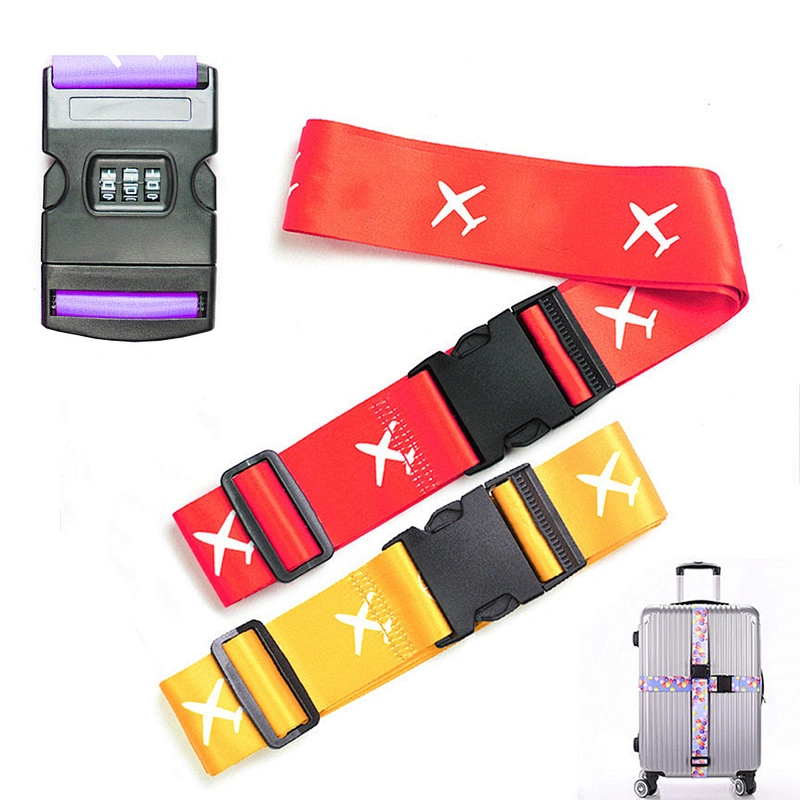 2024 Custom Sublimated Print Logo Adjustable Baggage Polyester Travel Case TSA Lock Buckle Suitcase Belt Luggage Strap