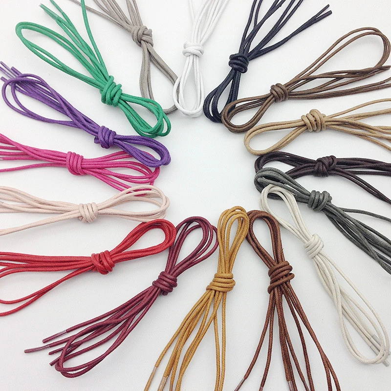 Custom Waterproof Leather Leisure Hang Tag Sling Hand Pants Sport Hat Elastic Thin Cotton Rope Round Waxing Shoe Lace Shoelace