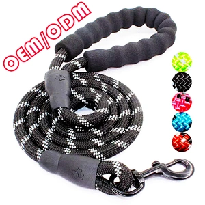 Foam Handle Wholesale Heavy Duty Manufacturer Custom Braid Training Nylon Reflective Lead Pet Dog Traction Leash Rope