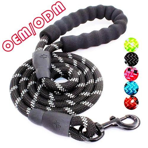 Foam Handle Wholesale Heavy Duty Manufacturer Custom Braid Training Nylon Reflective Lead Pet Dog Traction Leash Rope