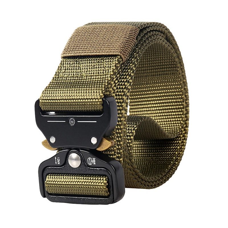 Custom Wholesale Outdoor Woven Metal Buckle Adjustable Webbing Men Nylon Canvas Fabric Tactical Belt