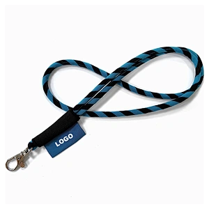 customized Slider length adjustable Cord Neck Strap Elastic Round Woven Rope Lanyard with Label for ID Card Holder Office School