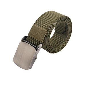 New Thickened Automatic Metal Buckle Casual Green Custom Logo Blank For Pants Webbing Braided Canvas Fabric Nylon Tactical Belt