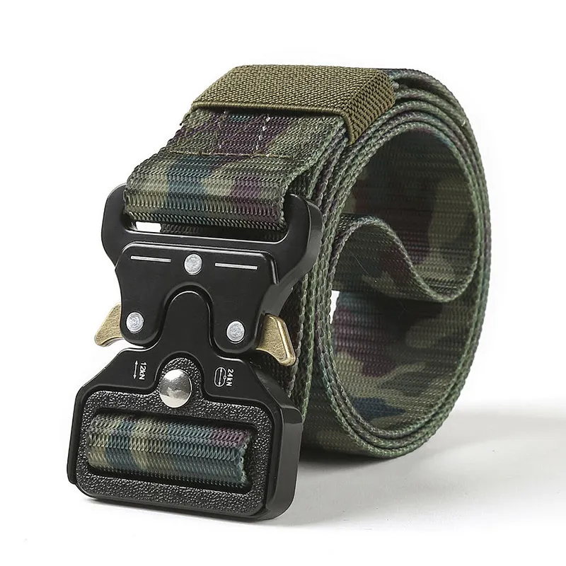 Wholesale Custom Heavy Duty Quick Release Outdoor Woven 3.8cm Men Canvas Fabric Nylon Webbing Tactical Belt