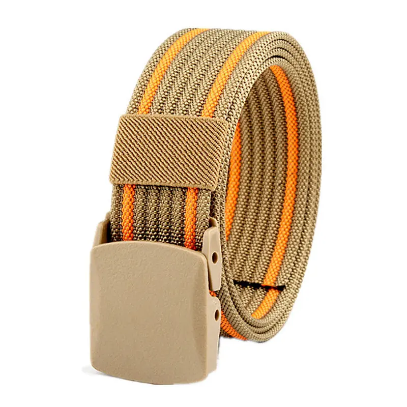 2024  Custom Green Men Women Detachable Automatic Metal Buckle Tactical Polyester Nylon Canvas Woven Fabric Belt