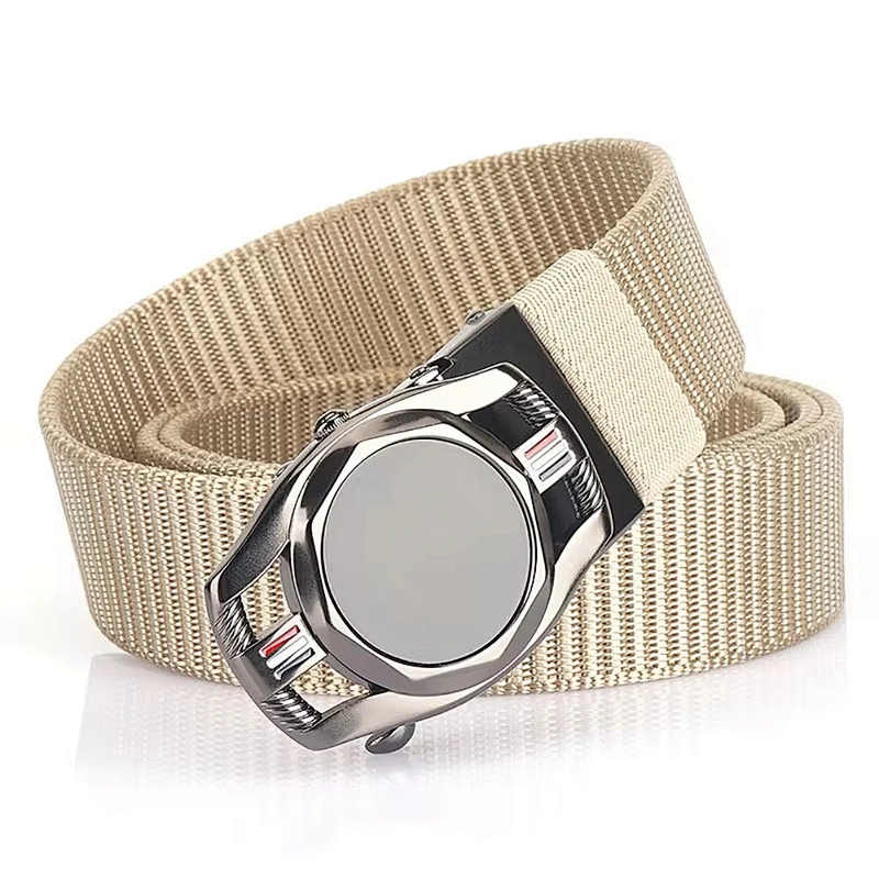 Unisex-Adult Nylon Webbing Belt-Adjustable One Size Cotton Strap and Metal Plaque Buckle Fabric Belt