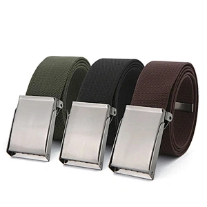 2024 Wholesale Luxury Fashion Lady Casual Custom Outdoor Flap Men Women Nylon Fabric Canvas Iron Buckle Belt