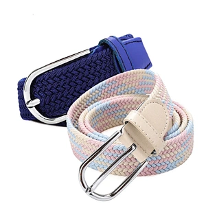 Adjustable Stretch Women Golf Lady Girl Braided Elastic Jeans Cotton Polyester Custom Wholesale Bulk Knitted Fabric Belt