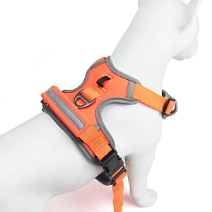 Breathable Reflective Dog Harness Adjustable Oxford Mesh Pet Vest with Strong Handle Explosion-Proof Safety Design for Comfort