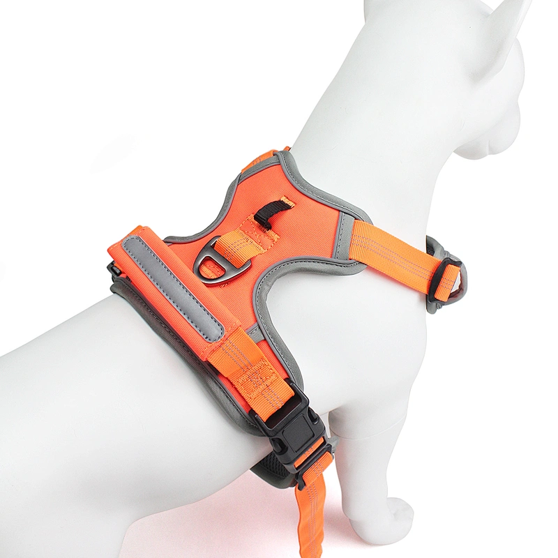 Breathable Reflective Dog Harness Adjustable Oxford Mesh Pet Vest with Strong Handle Explosion-Proof Safety Design for Comfort