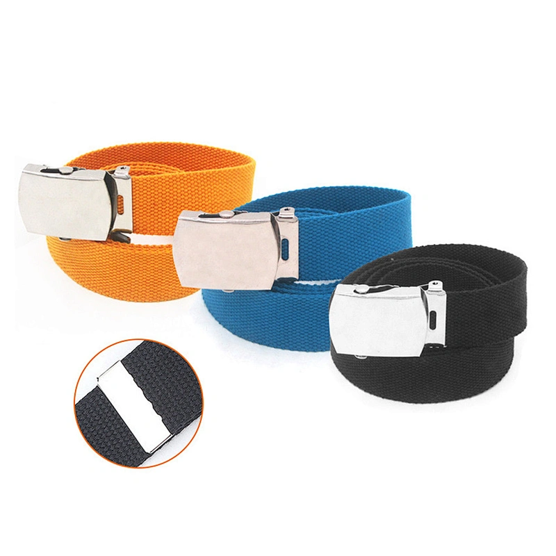 2024 Metal Flip Buckle Custom Jacquard Logo Outdoor Elastic Women Polyester Nylon Woven Stretch Men Fabric Canvas Belt