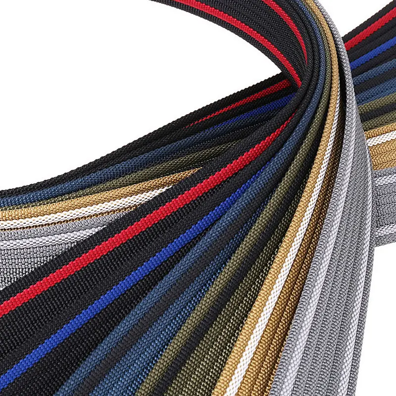 2024 Luxury Hot Sale Factory Automatic Buckle Woven Braid Custom Sublimated Printed Logo Men Canvas Nylon Fabric Belt
