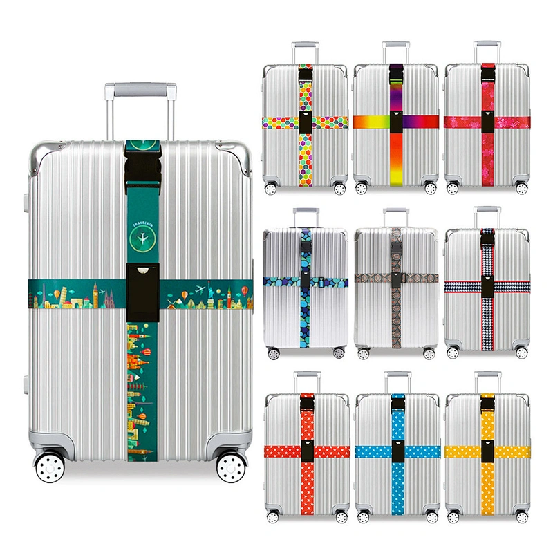 Factory Wholesale Adjustable Luggage Belt Strap Elastic Travel Suitcase Belt Strap Sublimation Webbing Luggage Strap